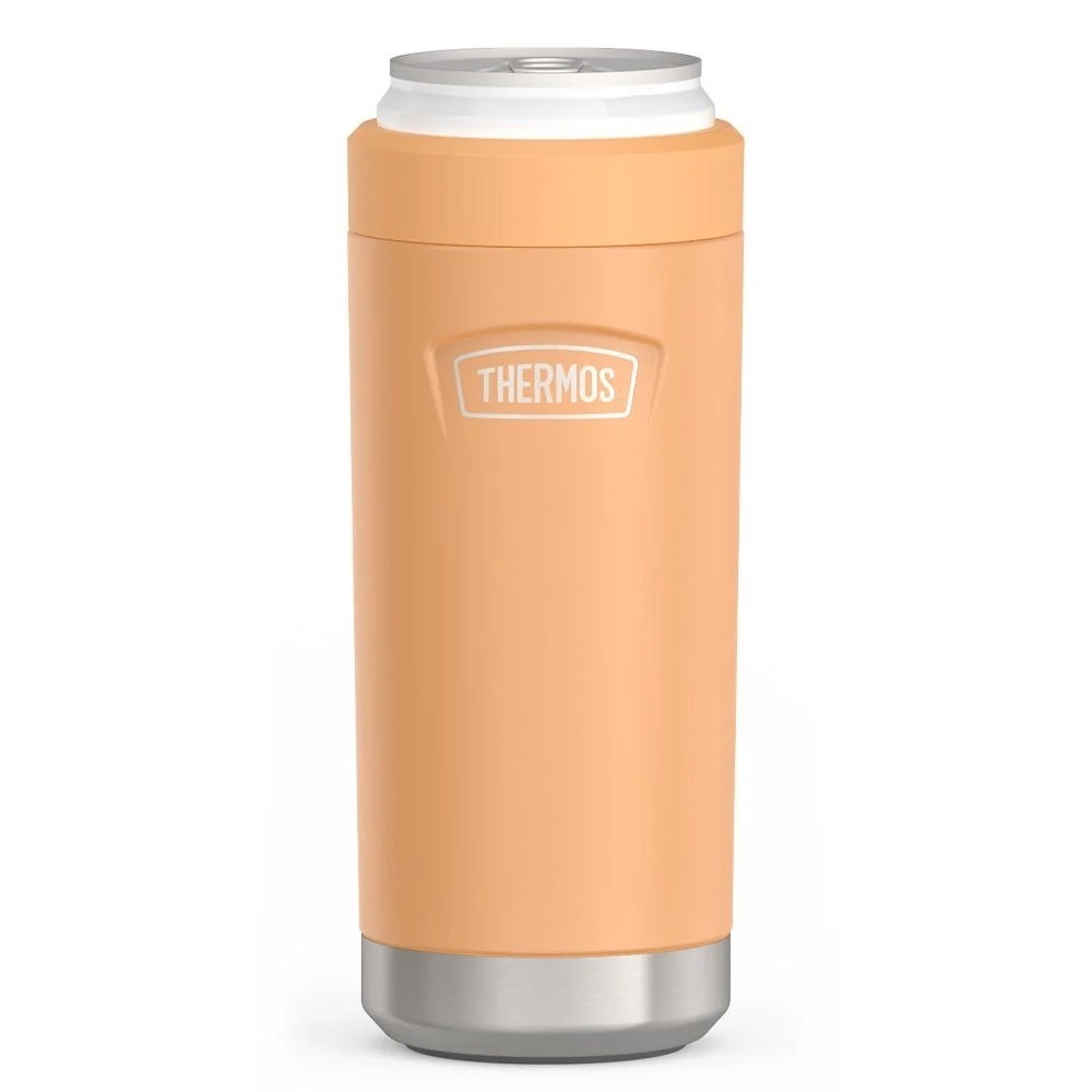 Thermos NWT Stainless Steel Slim 12 oz Insulated Can Cooler Peach